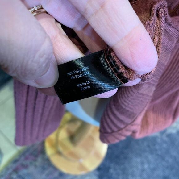 Lane Bryant 14/16 mauve dusty rose mock chevron brushed texture long sleeve top - Picture 5 of 9